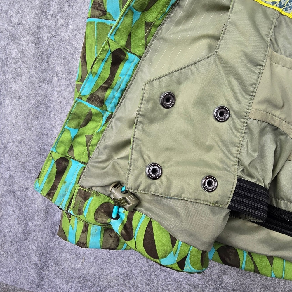 Burton Snowboard Jacket Mens L Green Teal All Over Logo Print Hooded Ski Coat - Picture 7 of 12